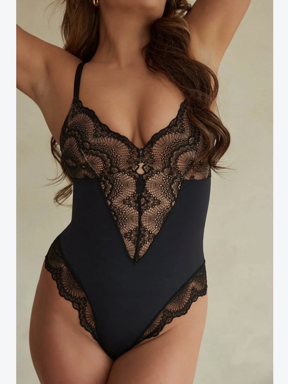 NWT Pinsy Black Lace Shapewear Bodysuit - 1X